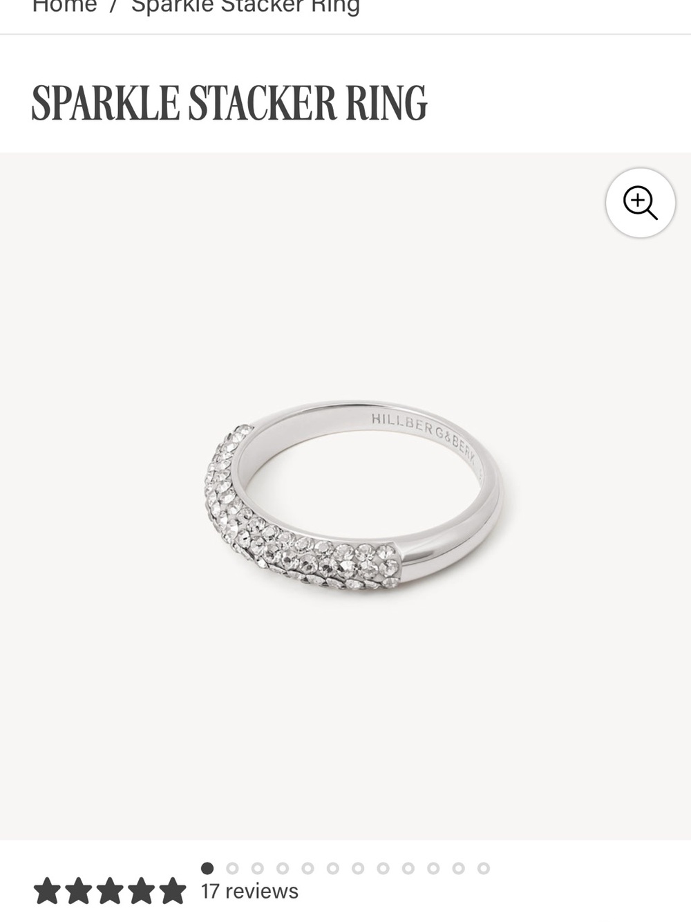 Hillberg & Berk Sterling Silver Sparkle Stacker Ring Size 6